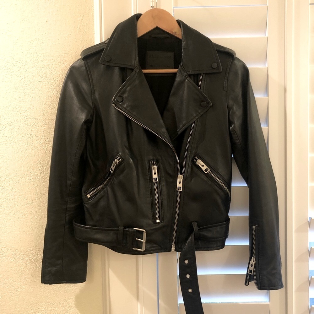 All Saints Balfern Leather Biker Jacket Black